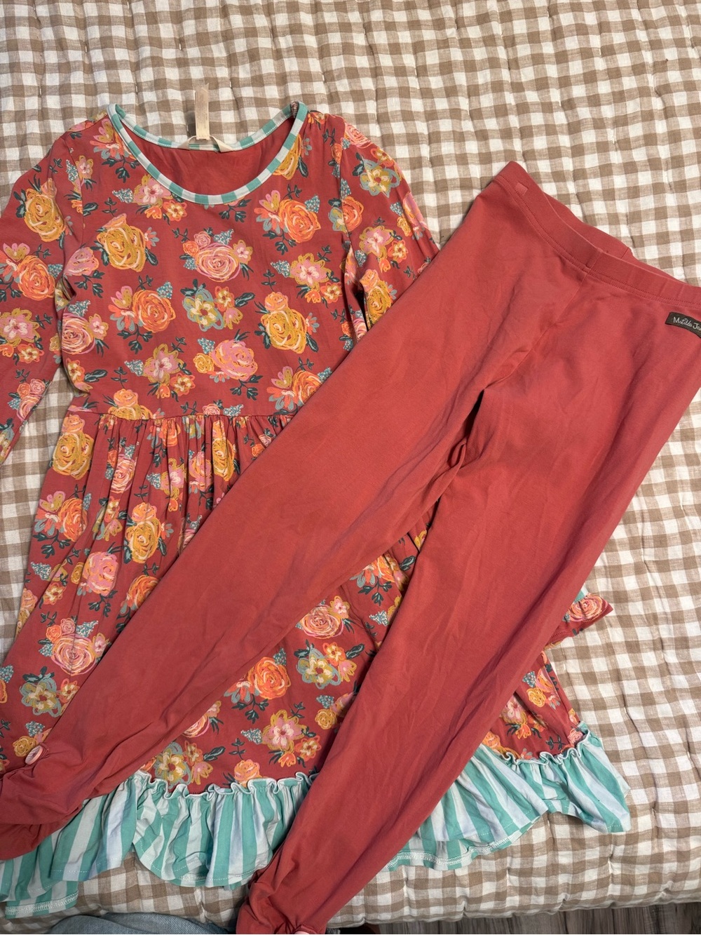 Matilda Jane Rust Floral Dress and Rust Leggings Set